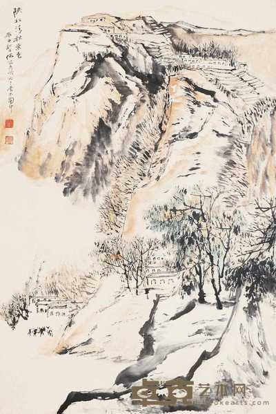 何海霞 陕北秋色 立轴 78×52cm